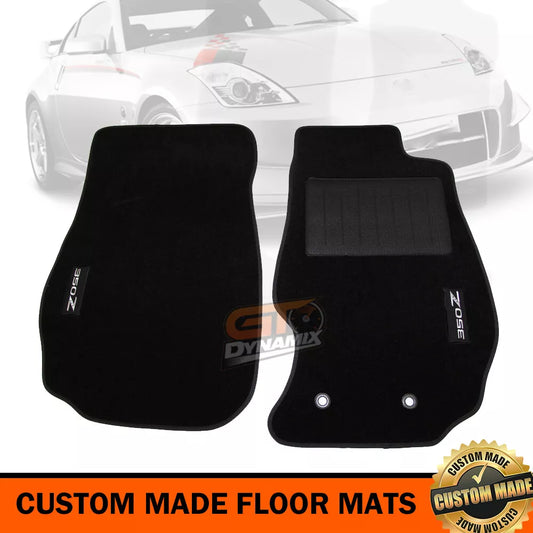 CUSTOM MADE FLOOR MATS For Nissan 350Z SET of 2 FRONT BLACK 350Z Logo 03-5/2007