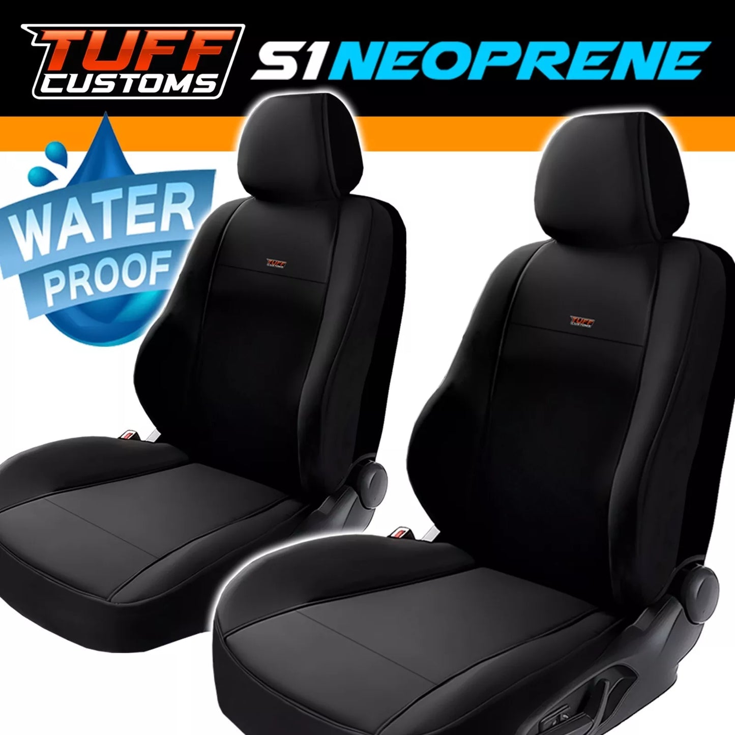 TUFF Customs S1 Neoprene Seat Covers 2 Rows For Mitsubishi Triton MN ML Dual Cab GLS GLX-R 2R 2006-2015