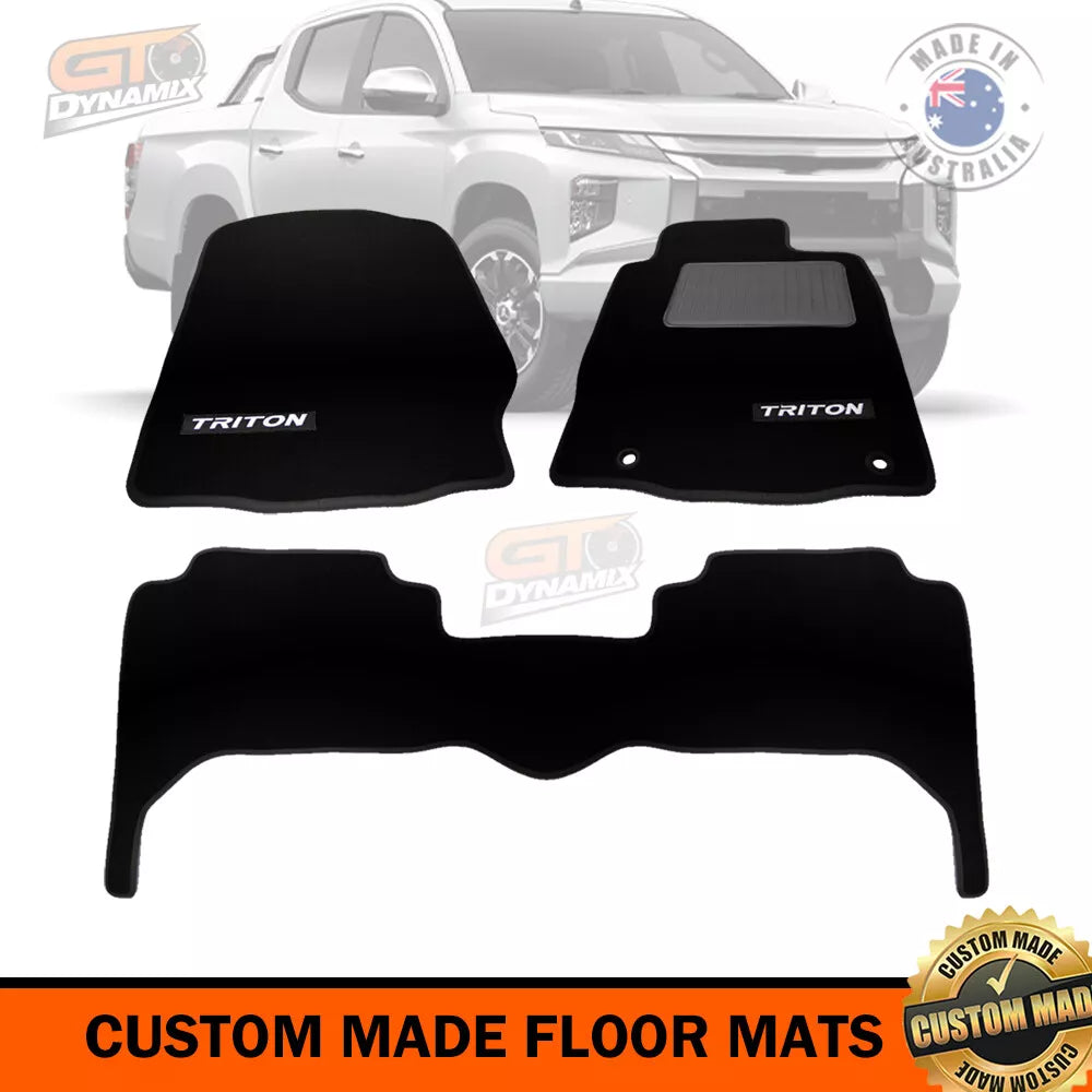 Triton MR BLACK Custom Made Floor Mats Front and Rear GLX GLS GLR Premium 1/2019-2024