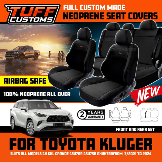 Tuff Custom Neoprene Seat Covers 2 Rows For Toyota Kluger GSU70R GSU75R GX GXL 3/2021-2024