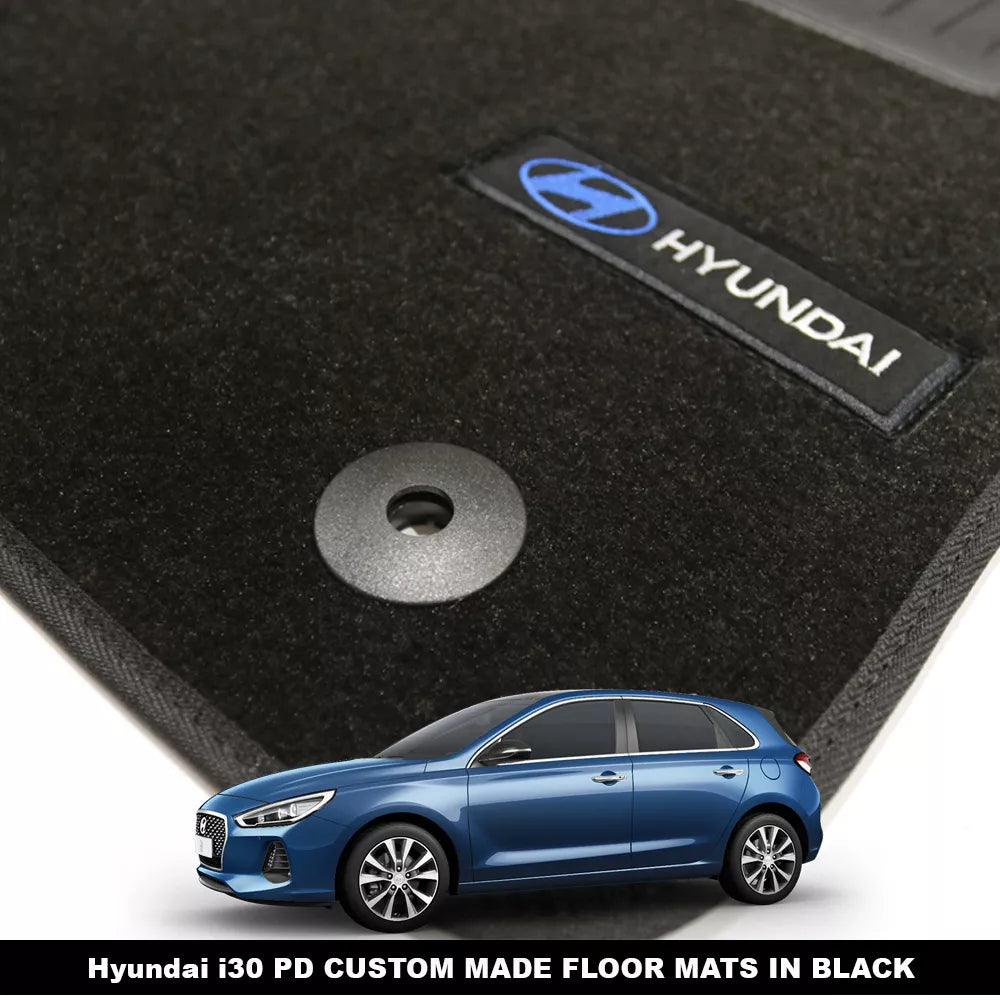 Custom Made Black Floor Mats Hyundai i30 PD SR Premium Active Hatch 3/2017-2024