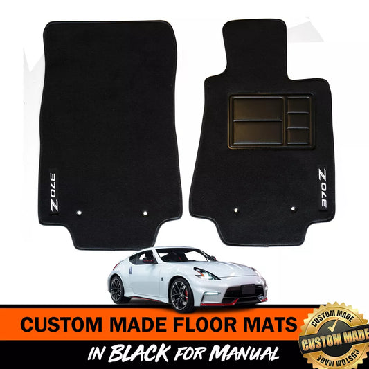 Custom Floor Mats Set of 2 FRONTs BLACK For Nissan 370Z Manual 2009-2023 Logo