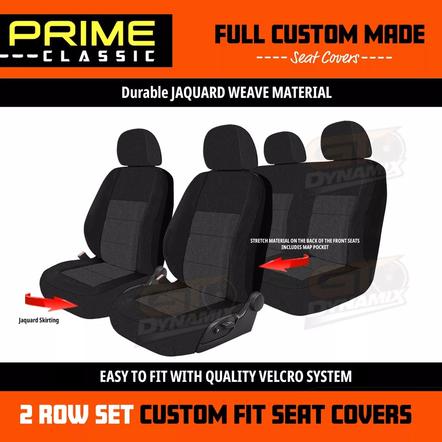 PRIME CLASSIC Black Custom Seat Covers 2 Rows For Toyota Hilux Dual Cab SR5 SR Rogue 2015-2024