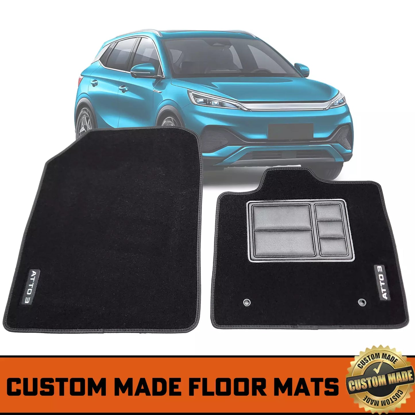 Custom Floor Mats 2 Rows Black For BYD Atto 3 2022-2024