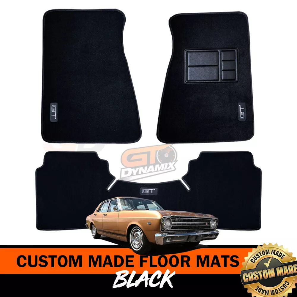 Custom Made Floor Mats for Ford XR GT Falcon 1966-68 3 Piece Set with LOGO BLACK