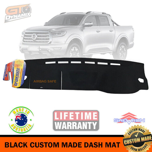 Shevron Dash Mat GWM CANNON L 4x4 Dual Cab UTE w/ Coin TRAY 9/2020-2024 DM1604 Black