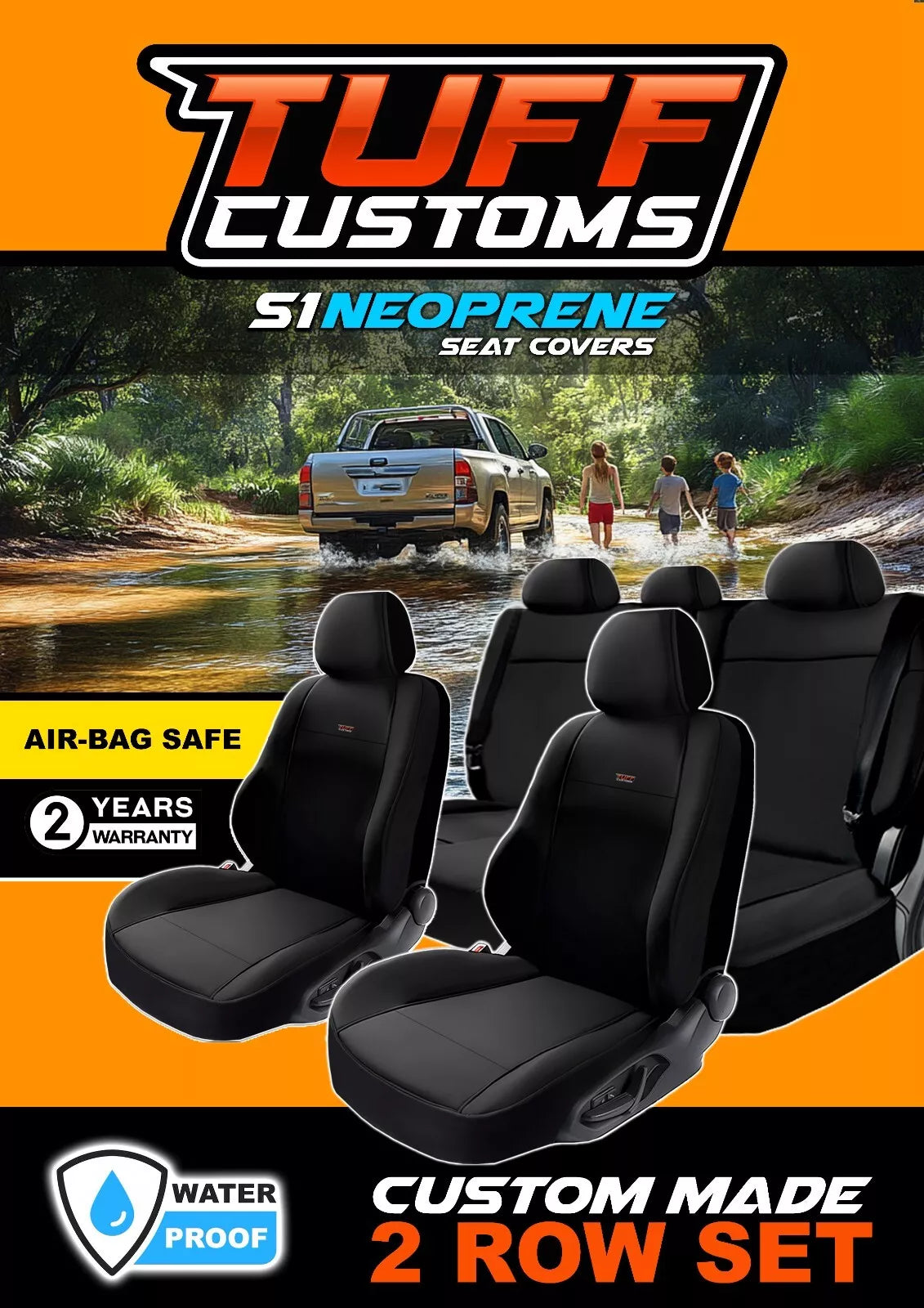 TUFF Customs S1 Neoprene Seat Covers 2 Rows For Toyota Hilux SR5 SR ROGUE 7/2015-2024