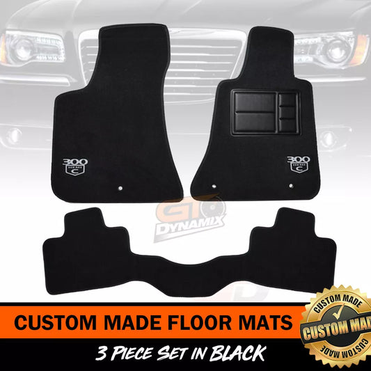 BLACK Custom Made Floor Mats CHRYSLER 300C SRT8 CORE LUXURY 2012-21 ( 300c LOGO)