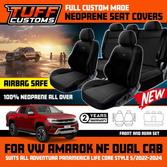 Tuff Custom Neoprene Seat Covers 2 Rows For Volkswagen Amarok NF Panamericana Style 12/2022-2024