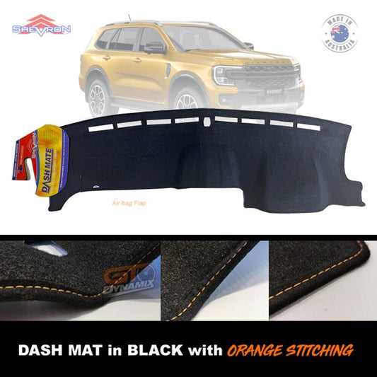 Shevron Dash Mat Ford Everest NEXT GEN 6/2022-2024 DMO1652 Black + Orange Stitching