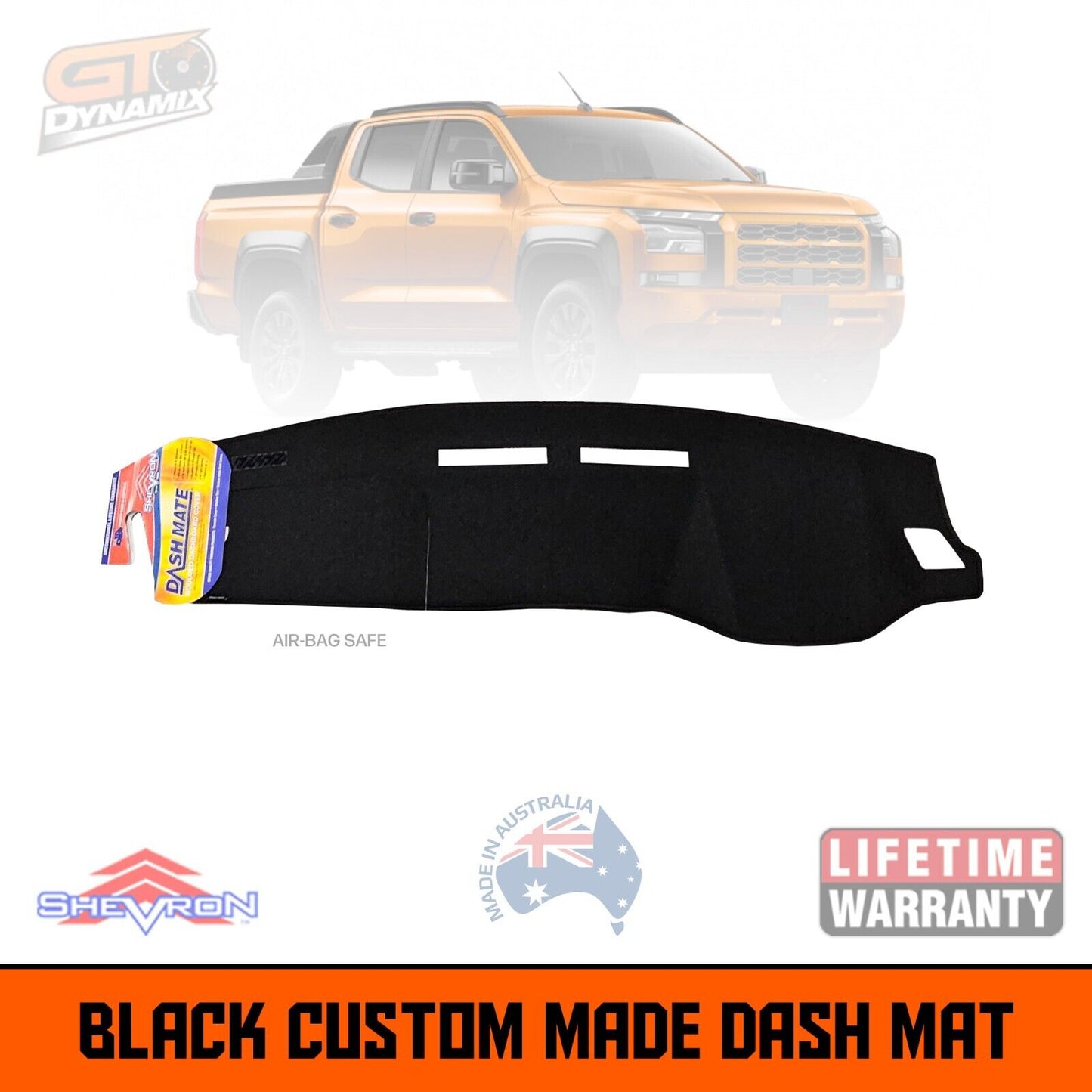 Shevron Dash Mat Mitsubishi Triton MV Dual Cab Ute 12/2023-2025 DM1702 Black