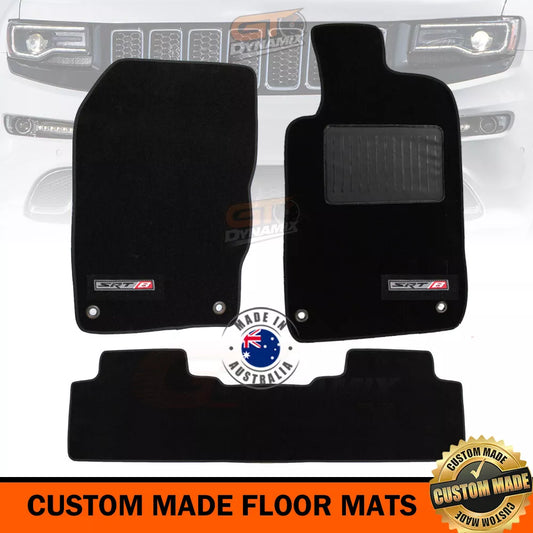 Custom Floor Mats JEEP GRAND CHEROKEE SRT8 WK2 2Row Black 5/2011-2024 SRT-8 LOGO