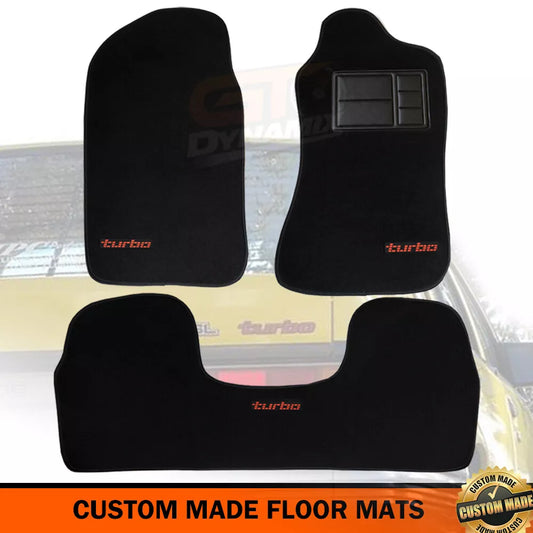 VL TURBO CUSTOM FLOOR MATS SET OF 3 Calais BT1 Berlina SL BLACK with Red Badge