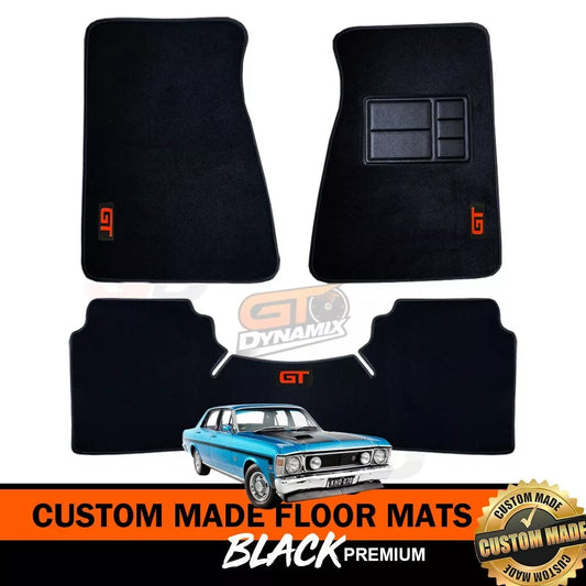 Custom Made Floor Mats for Ford XW GT GTHO 1969-1970 3 Piece Set RED LOGO BLACK