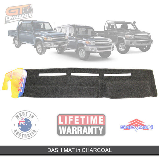 Shevron Dash Mat For Toyota Landcruiser 70 78 79 Series 1985-7/2009 DM789 Charcoal