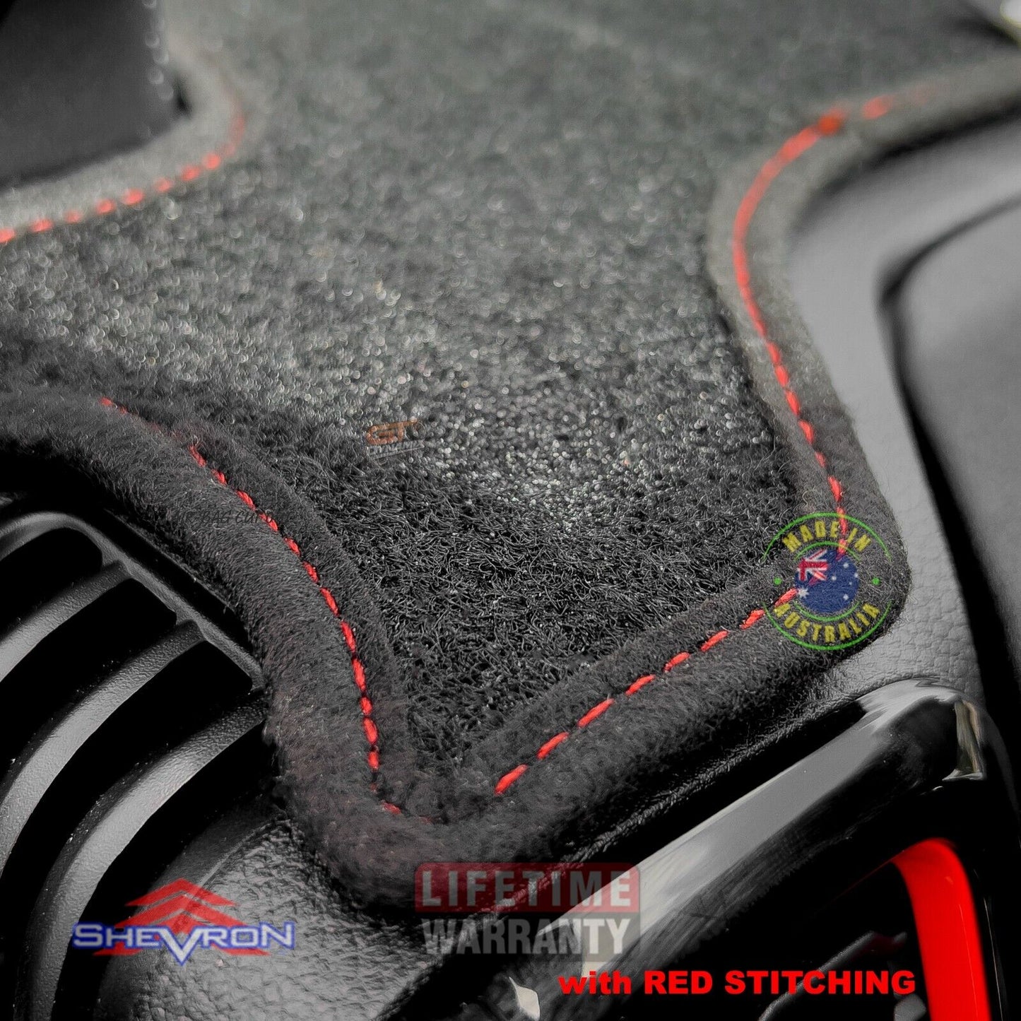 Shevron Dash Mat FORD RANGER NEXT GEN RAPTOR 5/2022-2024 DMR1652 Black + Red Stitching