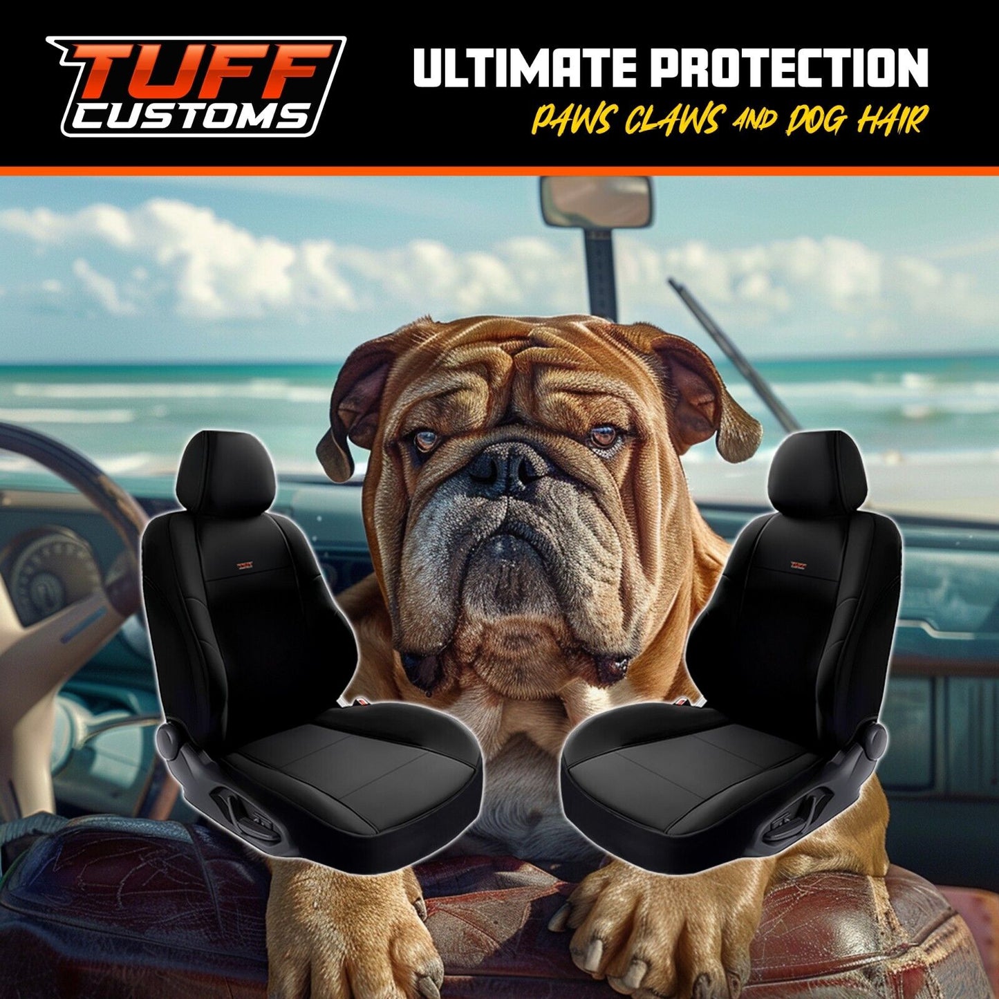 TUFF Customs Neoprene Seat Covers 2 Rows For Toyota Landcruiser 300 Series VX 7/2021-2024