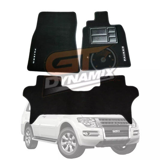 Mitsubishi Pajero BLACK Custom Made Floor Mats Front and Rear 2006-20 NS NT NW NX GLX VRX