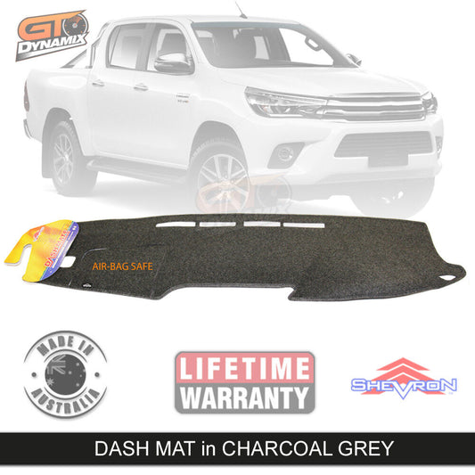 Shevron Dash Mat For Toyota Hilux SR5 SR Workmate GUN126R 6/2015-2024 DM1412 Charcoal