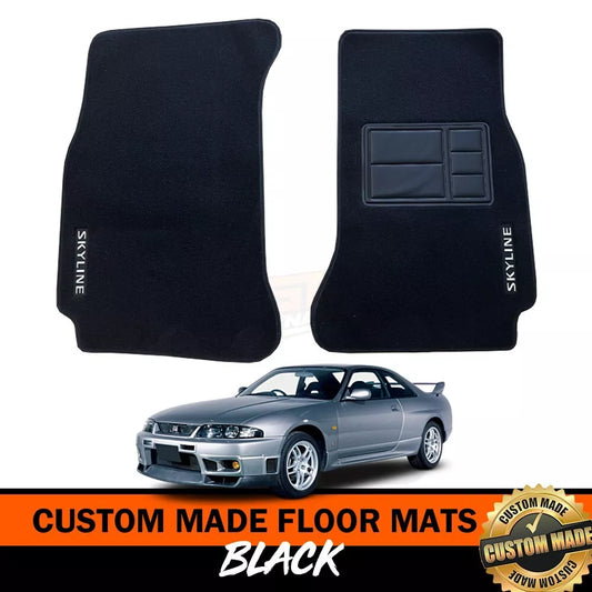 Front Custom Floor Mats For Nissan R33 Skyline in 1989-1993 GTS-T GTS GT-R BLACK