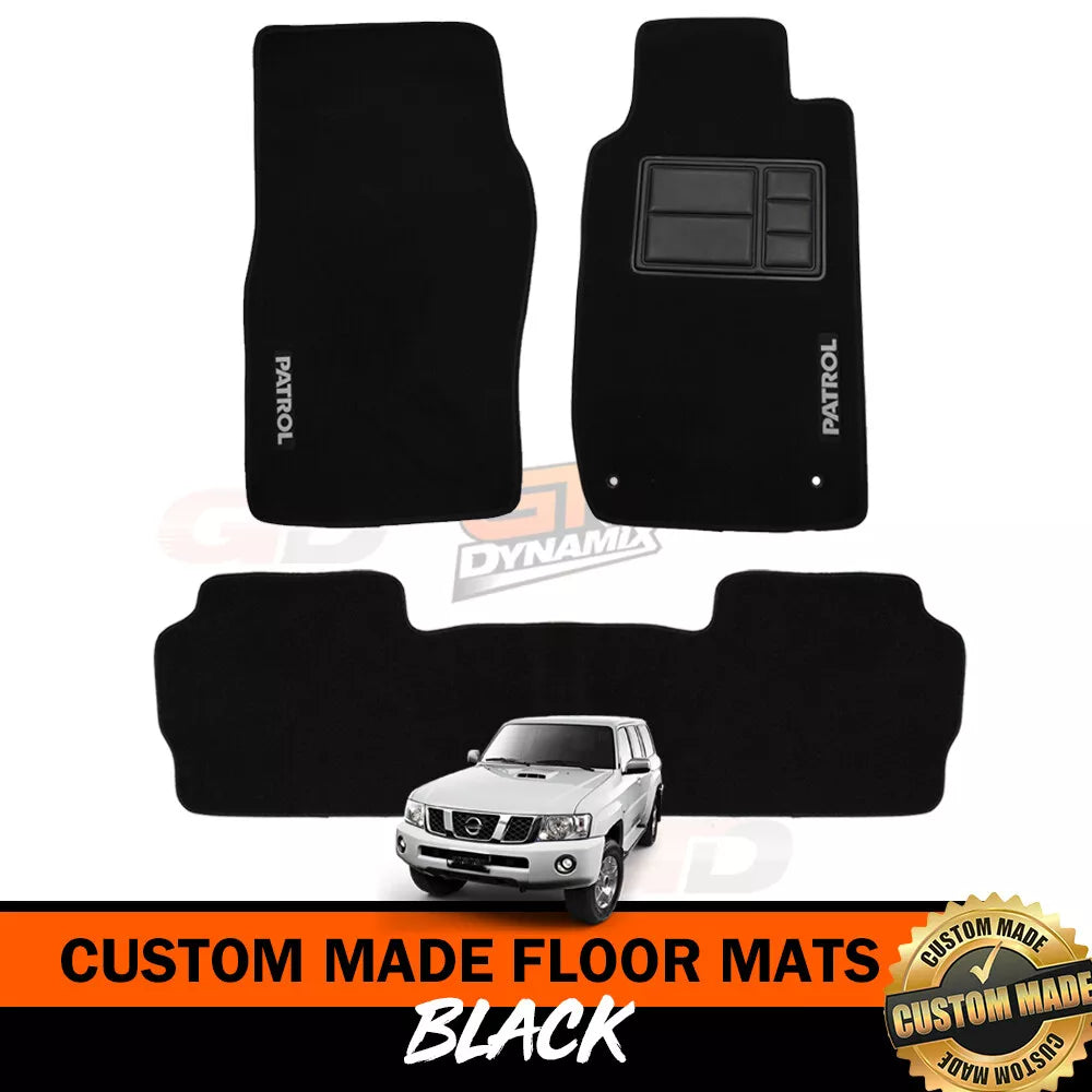 Black Custom Made Floor Mats For NISSAN PATROL GU Y61 Front and Rear 10/2004-2017 Ti ST