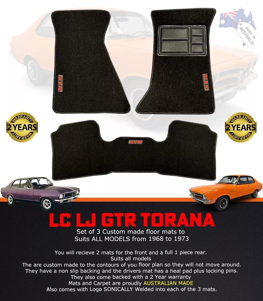 Custom Floor Mats for Holden Torana LC LJ GTR 1968-1973 3 Piece Premium Carpet