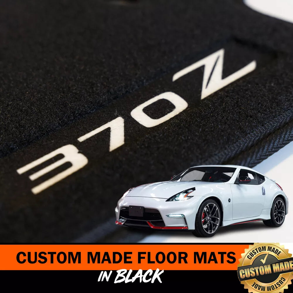 Custom Floor Mats For Nissan 370Z AUTO Set of 2 FRONTs in BLACK 2009-2024 w/ Logo