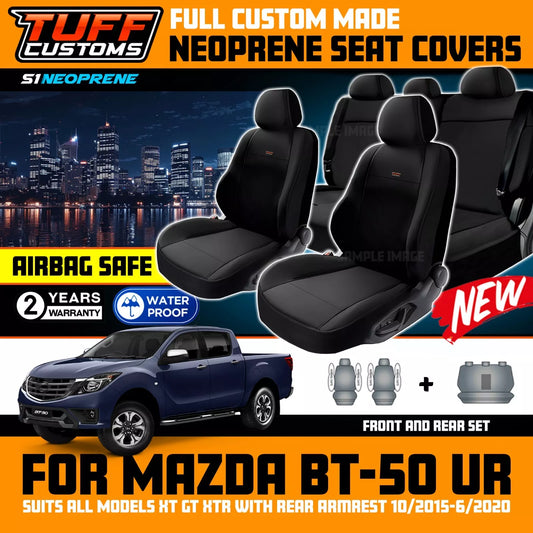 TUFF Customs S1 Neoprene Seat Covers 2 Rows For Mazda BT-50 UR XT XTR BT50 10/2015-2020