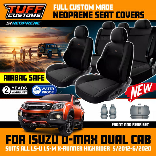 TUFF Customs S1 Neoprene Seat Covers 2 Rows For Isuzu DMAX Dual Cab LS-U LS-M 2012-2021