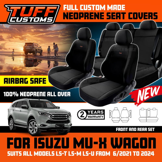 Tuff Custom Neoprene Seat Covers 2 Rows For Isuzu MU-X LS-U LS-M LS-T MUX 7/2021-24