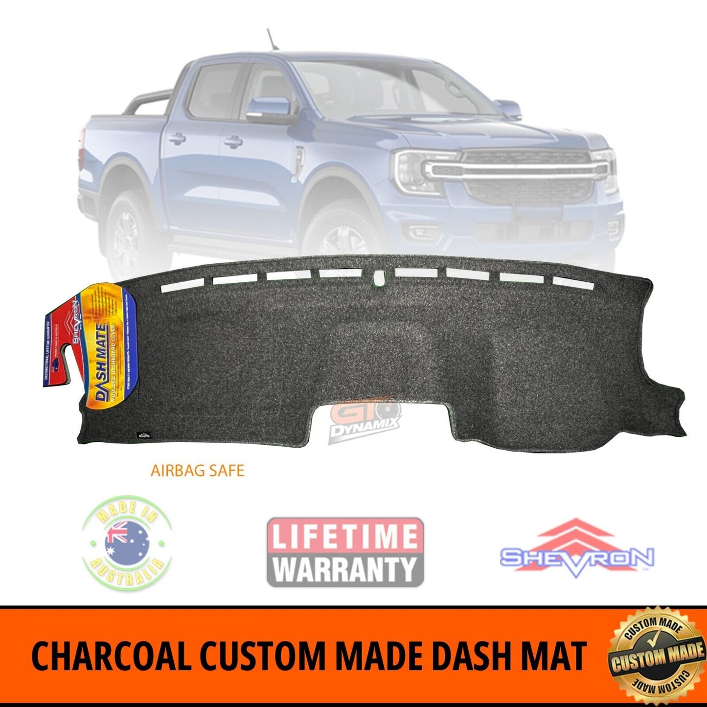 Shevron Dash Mat FORD RANGER NEXT GEN MY22 XLT XL SPORT 5/2022-2024 DM1650 Charcoal