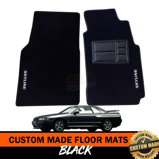 Front Custom Floor Mats For Nissan R32 Skyline in 1989-1993 GTS-T GTS GT-R BLACK