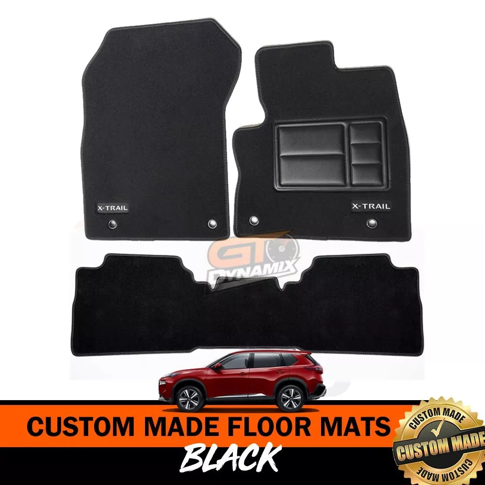 Black CUSTOM MADE FLOOR MATS Nissan X-Trail ST T33 Ti Ti-L ST-L 8/2022-24 2 ROWs