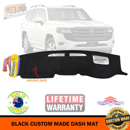 Shevron Dash Mat For Toyota Landcruiser 300 Series GXL VX GR with HUD 2021-2024  DM1635D Black