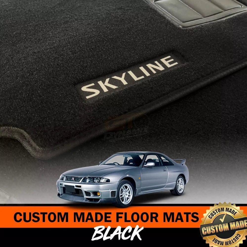 Front Custom Floor Mats For Nissan R33 Skyline in 1989-1993 GTS-T GTS GT-R BLACK