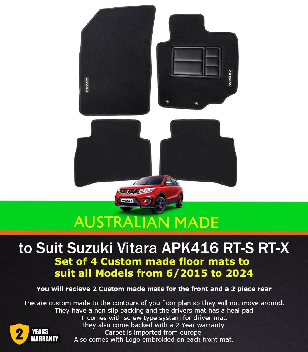 Custom Floor Mats SUZUKI VITARA All APK416 LY RT-S Turbo / RT-X 6/2015-24 Black