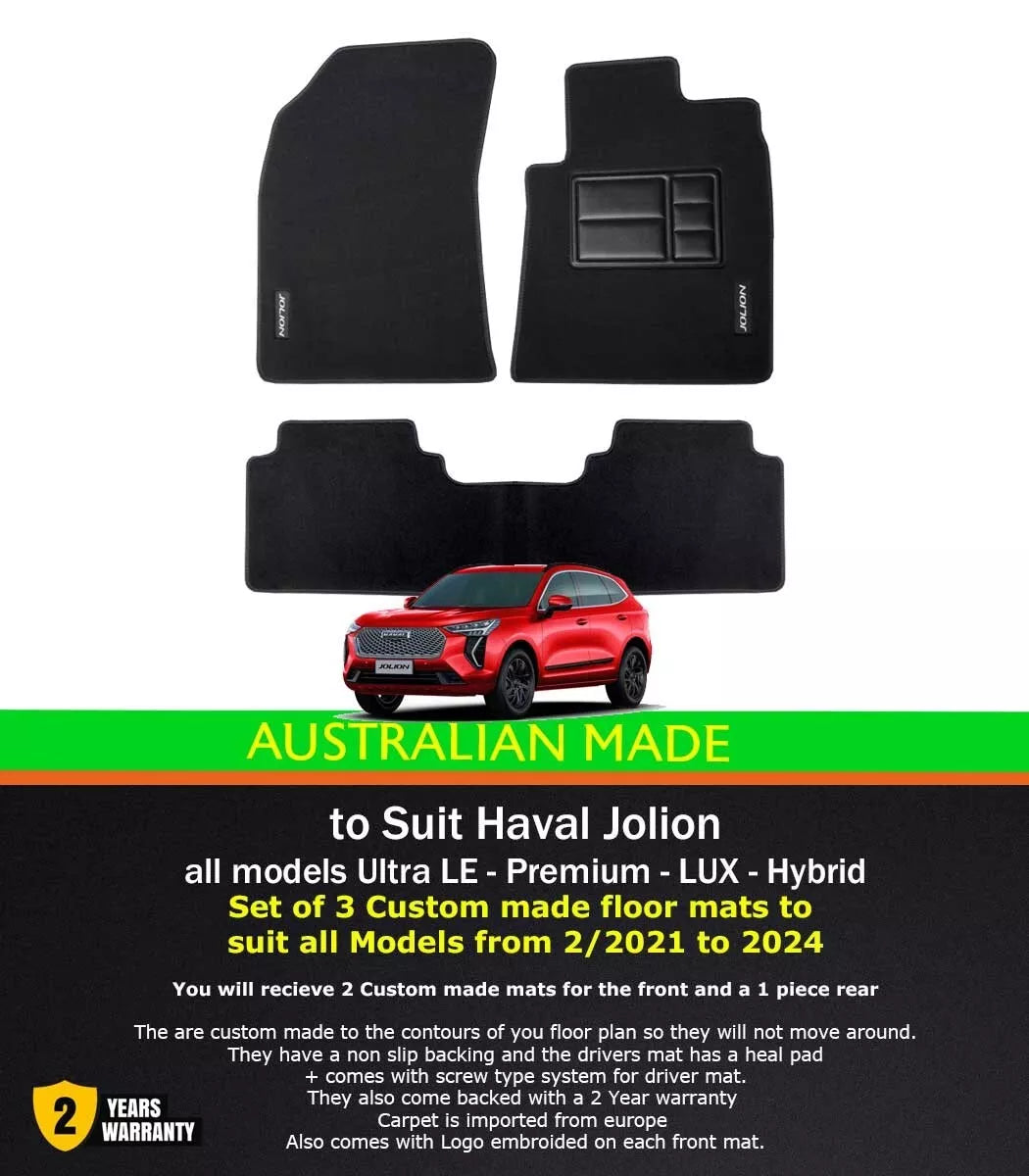 Custom Made Floor Mats for Haval Jolion LUX Premium Ultra LE A01 2/2021-2024