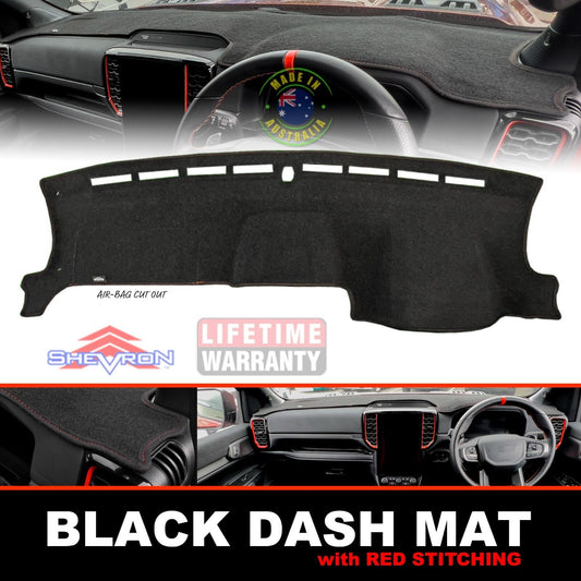 Shevron Dash Mat FORD RANGER NEXT GEN RAPTOR 5/2022-2024 DMR1652 Black + Red Stitching