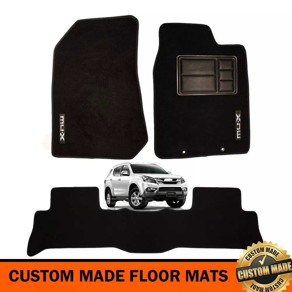 Isuzu MU-X BLACK Custom Floor Mats Front and Rear LS-U LS-T LS-M MUX 9/2013-6/2021