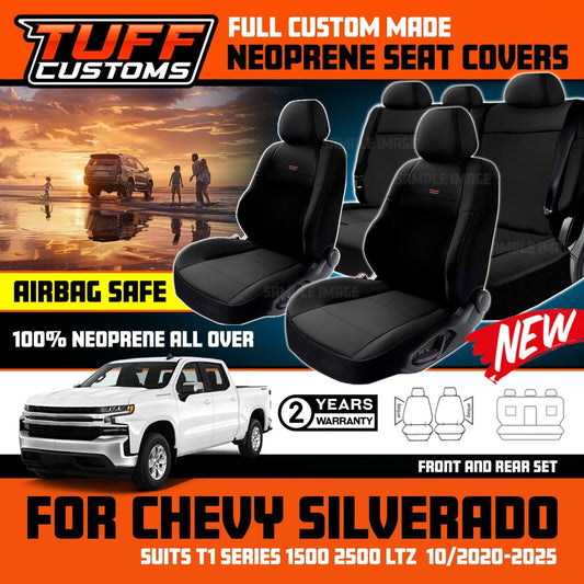 Tuff Custom Neoprene Seat Covers 2 Rows For Chevrolet Silverado T1 LTZ 10/202-2024