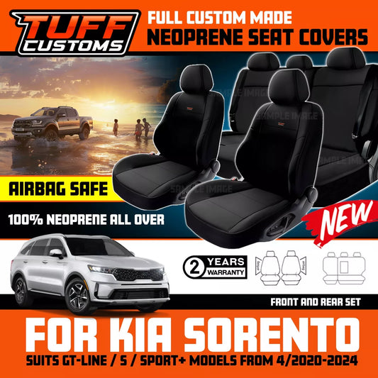 TUFF Customs Neoprene Seat Covers 2 Rows For Kia Sorento GT-Line S Sport 4/2020-2024