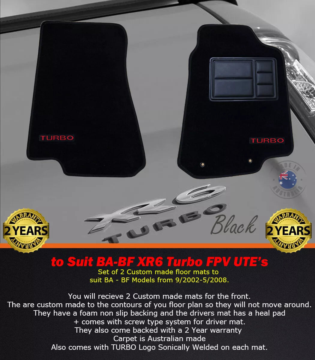 Custom Floor mats Ford BA BF UTE MK2 XR6 Turbo FVP F6 Typhoon 9/2002-5/2008