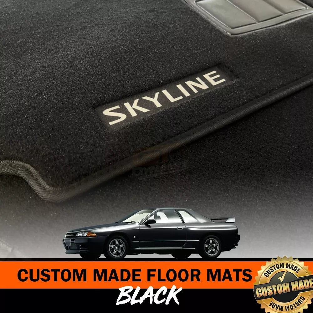 Front Custom Floor Mats For Nissan R32 Skyline in 1989-1993 GTS-T GTS GT-R BLACK