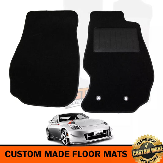 CUSTOM MADE FLOOR MATS BLACK For Nissan 350Z SET of 2 FRONT 10/2002-4/2009