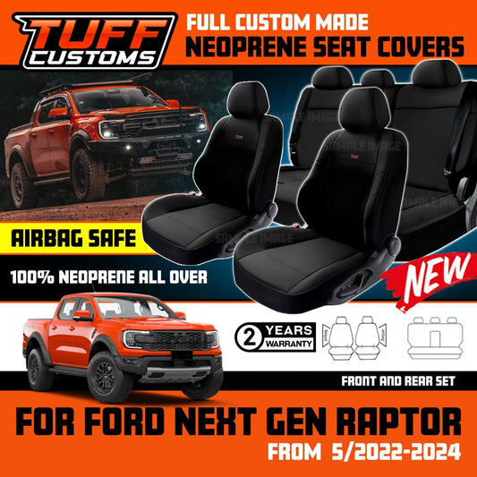 Tuff Custom Neoprene Seat Covers 2 Rows For FORD RANGER NEXT GEN RAPTOR 5/2022-2025