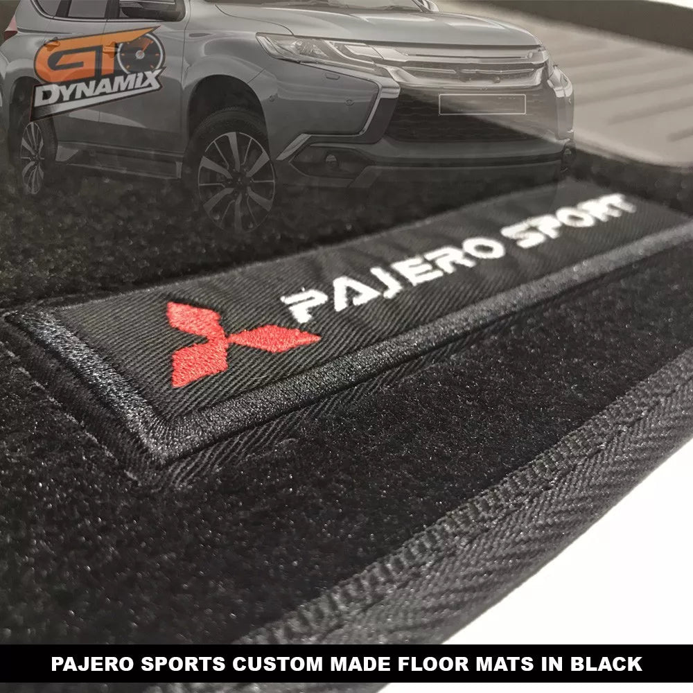 Custom Made BLACK Floor Mats MITSUBISHI PAJERO SPORTS 2Row GLX GLS VRX 2016-2024