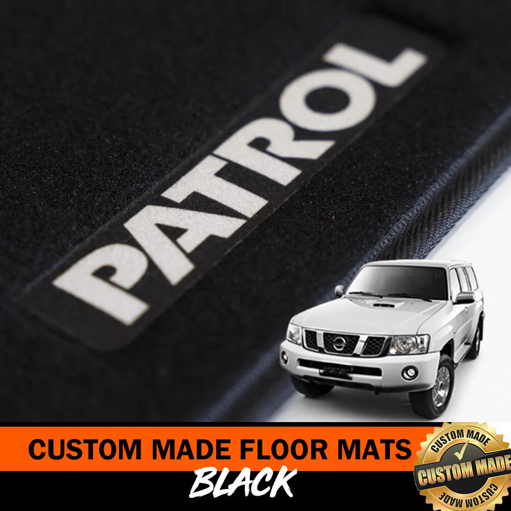 Black Custom Made Floor Mats For NISSAN PATROL GU Y61 Front and Rear 10/2004-2017 Ti ST