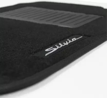 Black Custom Made Floor mats For Nissan S15 Silvia FRONT 2 with (SILVIA) Badge