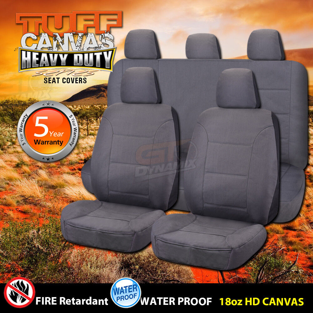 Tuff HD Canvas Seat Covers 2 Rows For Mitsubishi Triton ML MN Dual Cab 7/2006-2015 GLR GLX GLX-R Charcoal