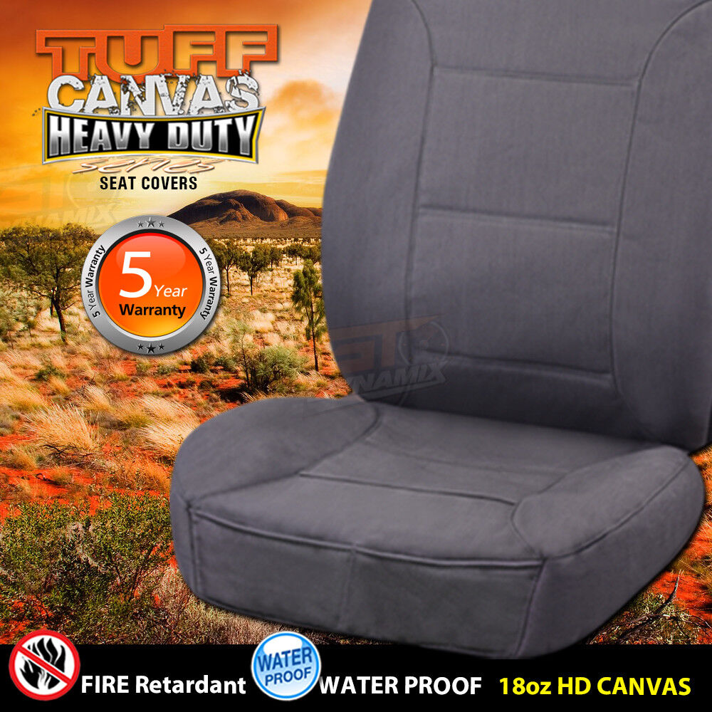 Tuff HD Canvas Seat Covers Front For Mitsubishi Triton MQ Single CAB 2015-2018 2 Buckets Charcoal